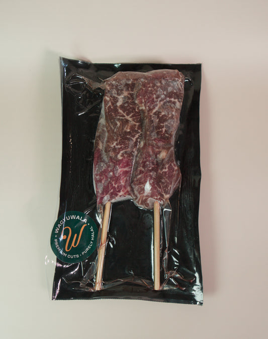 Halal Wagyu Tenderloin Skewers in packaging top view