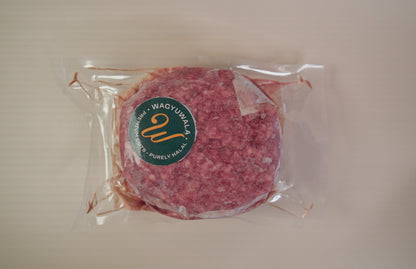 Australian Wagyu Burger Patties 8oz in packaging with Wagyuwalas stamp of approval with every shipment