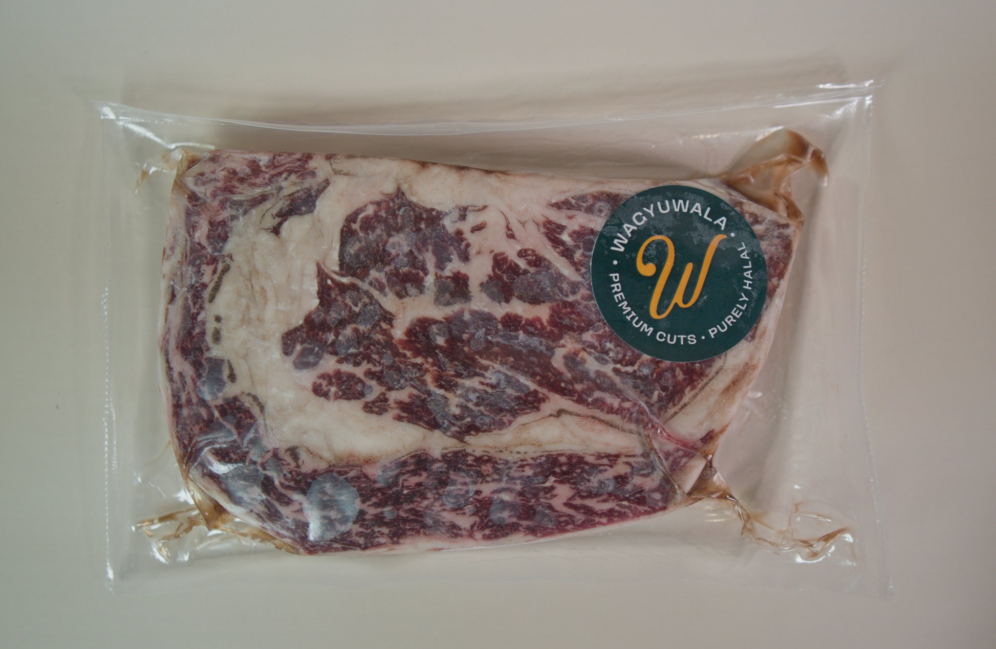 Halal Wagyu Ribeye in packaging top view